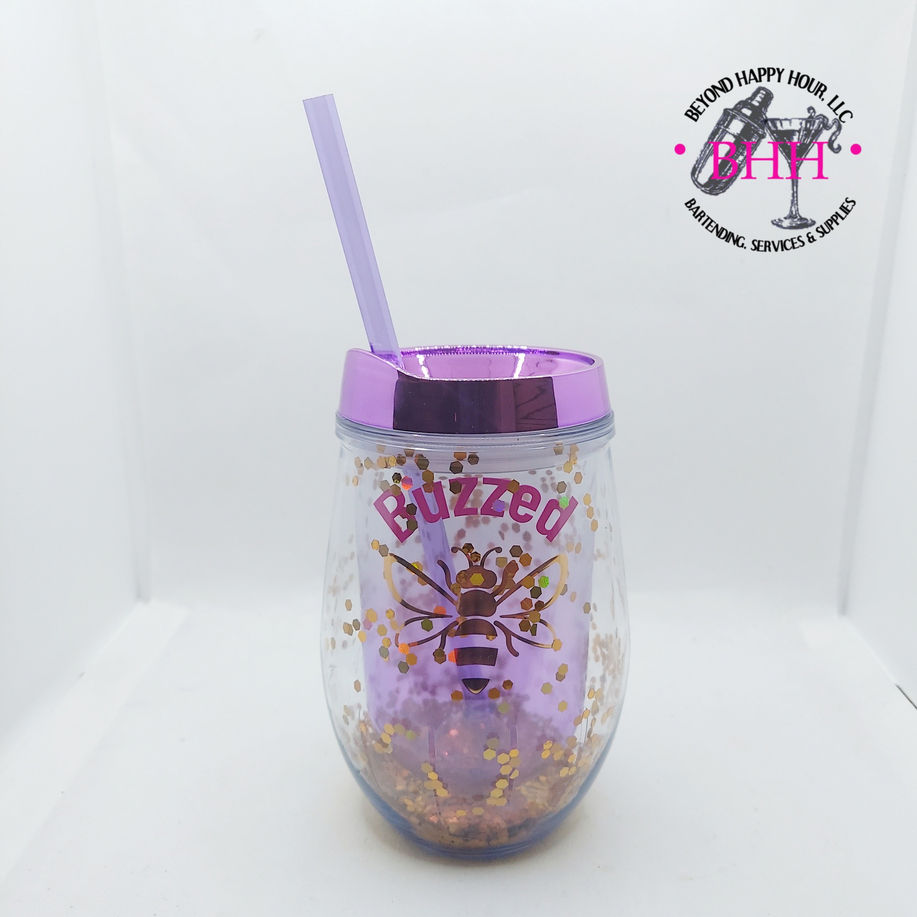 Stemless Drink Chillers with Reusable, Removable Straw