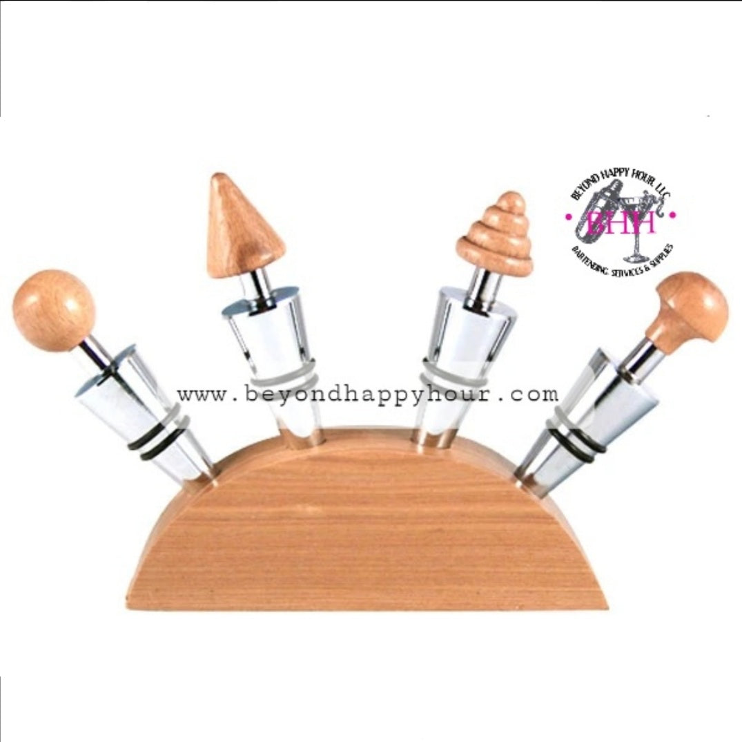 Wooden Wine Stopper Set